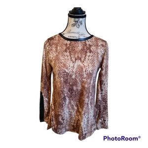 Dex Long Sleeved Brown Print Top
